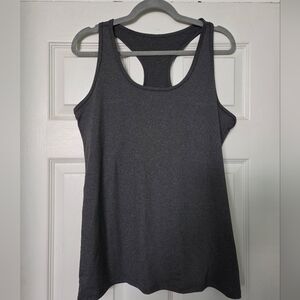 Gray Workout Racerback Tank Top Gym Workout Athletic Athleisure Size XL Fitted
